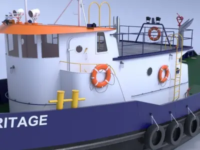 Oil work boat 3D model