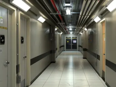Industrial Hallway 3D model purchase