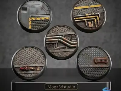 Sci-Fi Industrial Bases Mega Pack 20 Models - 25-32-40-50mm STL 3D print model