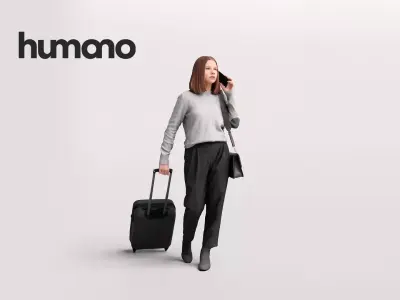  Humano Traveling Woman with suitcase 2206-5 3D model