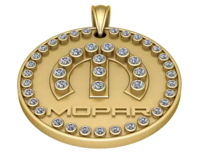 Luxury Iced Out Mopar Logo Round Pendant 3D print model