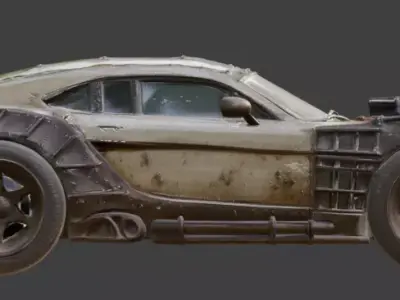 Post-Apocalyptic Raider Supercar Low-poly 3D model