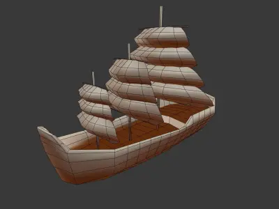 Ship - Low poly sailing Free low-poly 3D model