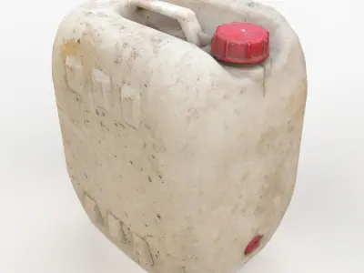 Plastic White Jerrycan 2 Red Cap Scan Low-poly 3D model