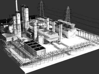 Oil Refinery 3D model get