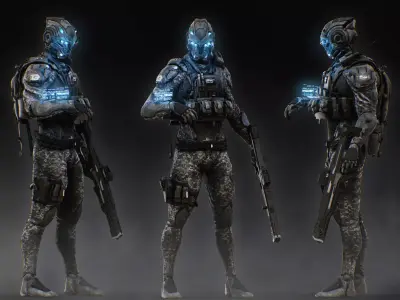 Sci Fi Soldier Low-poly 3D model purchase