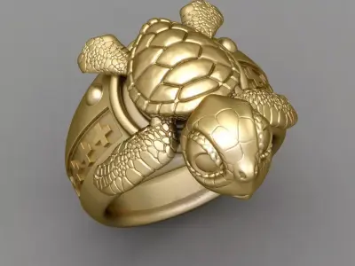 Antique Turtle Ring 3D print model