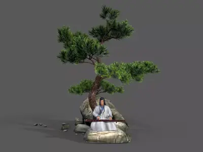 ancient china zither musical instrument Low-poly 3D model purchase