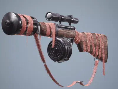 Old Rifle Weapon Game Ready 3d Model Low-poly 3D model
