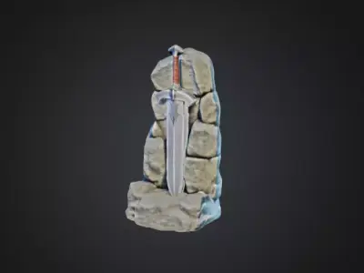 Legendary Sword in Stone 3D Model 3D model