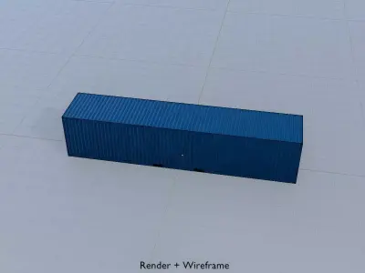Shipping Container gentian blue 40ft Low-poly 3D model