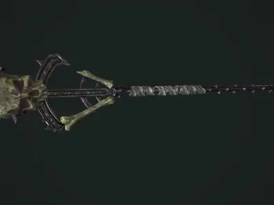 Undead staff Low-poly 3D model
