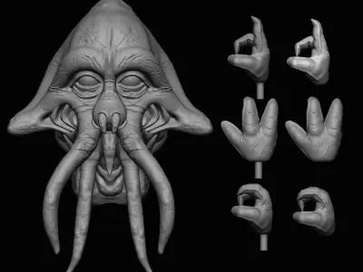 Quarren Headsculpt - Prequel Era - Star wars Action Figure  3D print model