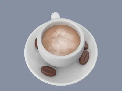 Coffee Cup and Beans 3D model