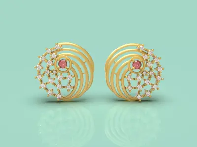 Fancy Gold Top Earring - 0011 3D print model