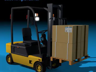 Forklift 2 with boxes 3D model
