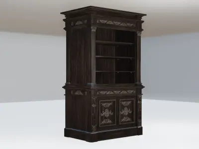 Closet 1 PBR ornate bookcase Low-poly 3D model