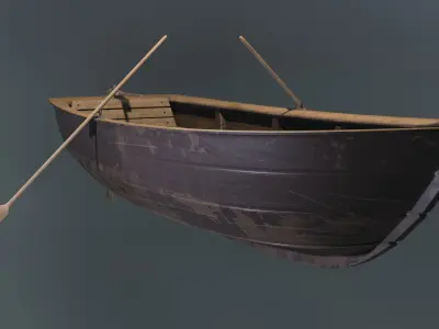 Old wooden row-boat  3D model
