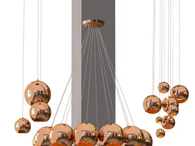 Copper Shade Chandelier 3D model