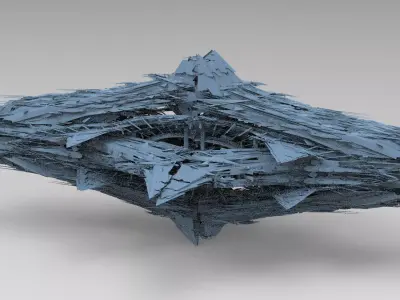 Cyberpunk magma oil rig fountain ship 1  3D model