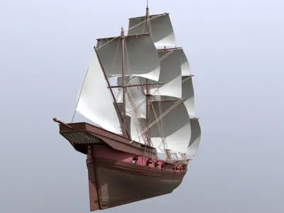 Frigate Low-poly 3D model purchase