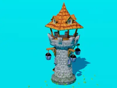 Stone Tower Low-poly 3d model Low-poly 3D model