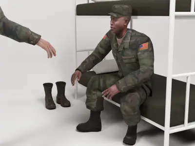 Military Barracks - Scene 1 Low-poly 3D model