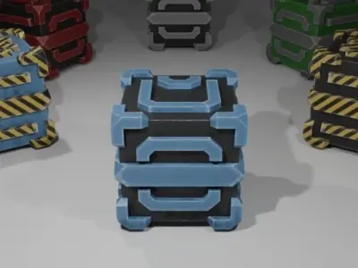 Low Poly Sci-fi Cube Crate Low-poly 3D model