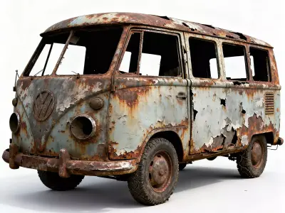 Realistic WWI Wreckage And Ruined Microbus Collection 3D Model Pack