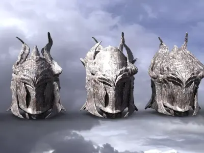 Dark baroque Iron mask helmet collection 5 models 3D model