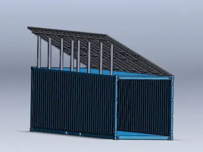 Solar Panels on 40 Foot Container 3D model