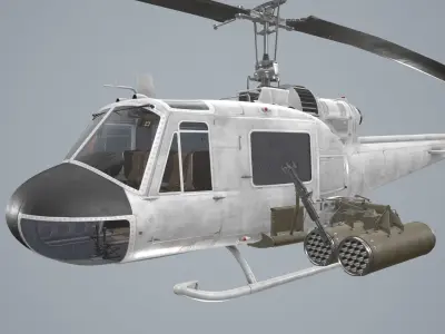 Bell UH-1C Blank Livery Basic Animation Low-poly 3D model