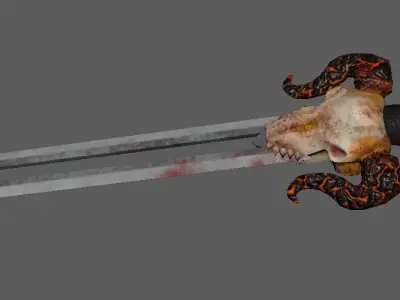 lava Horn Sword - PBR Game Ready Weapon Low-poly 3D model