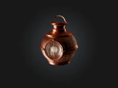 Worn-Out Copper Lantern Model Low-poly 3D model