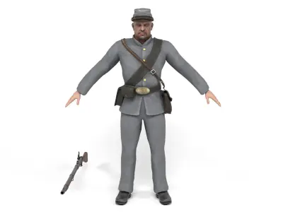 Confederate Soldier 2 Low-poly 3D model