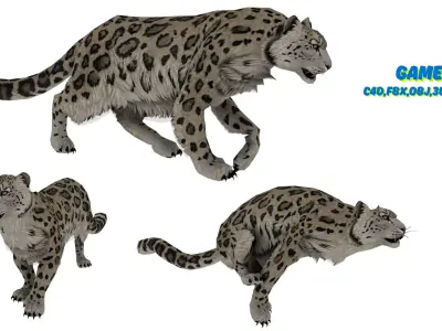 Realistic Leopard 3D Model  Game-Ready  Rigged  Low Poly Low-poly 3D model