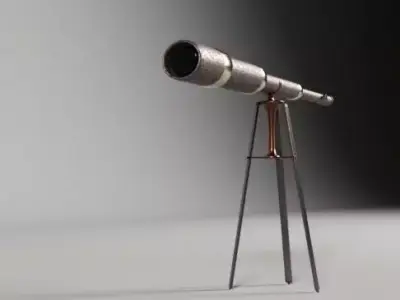 Vintage Telescope on Tripod Low-poly 3D model