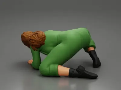 mechanic woman lying under the car 3D print model