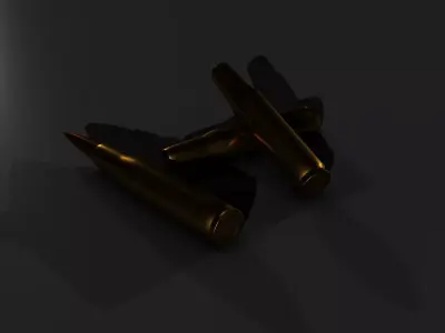 50 Cal Bullet and Casing High Detail Low-poly 3D model