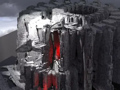 Sci-Fi dark Lord Platforms Base kitbash 3D model