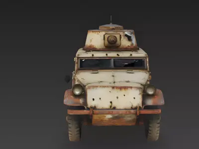 Realistic Wrecked Armored Vehicle 3D Model Low-poly 3D model