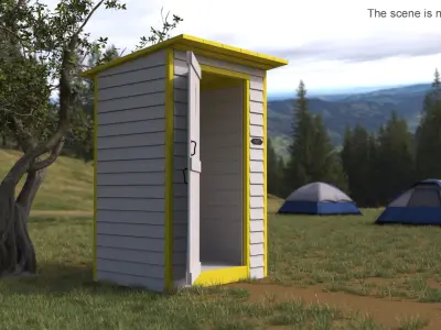 Rustic Toilet Hut with Camping Toilet 3D model