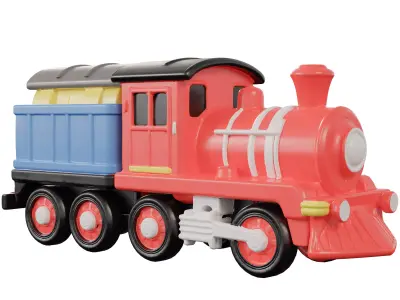 Train Toy Stylized Plastic Toy Low-poly 3D model