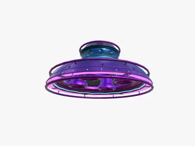 Alien Spaceship UFO F04 Purple Blue - Sci Fi Spacecraft Design Low-poly 3D model