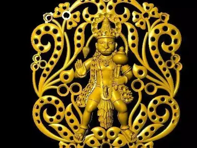 hanuman ornate gold sculpture of lord ganesha 3D print model
