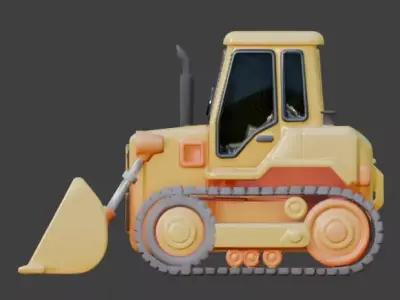 Summer Sand Construction Bulldozer 3D Model Low-poly 3D model