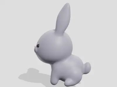 Cute gray rabbit  3D model