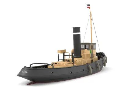 Steam Tug and Cargo Barge 3D model