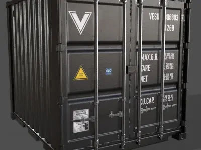 PBR 10 ft Storage Container - Black Low-poly 3D model