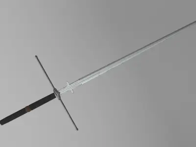 Montante Spanish Steel Greatsword with Ring-Guard Low-poly 3D model